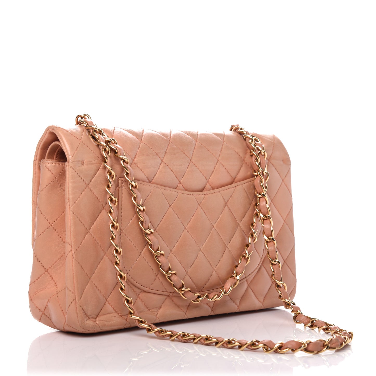 Lambskin Quilted Medium Double Flap Light Pink