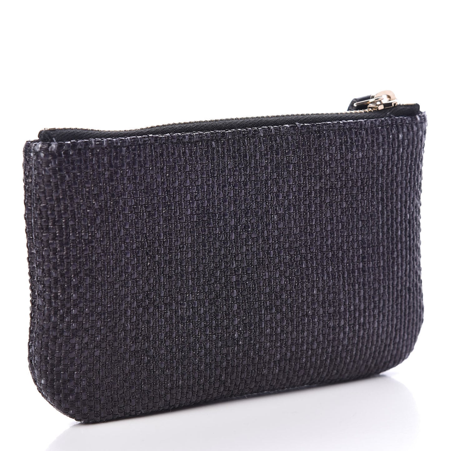 Woven Straw Raffia Deauville Cosmetic Pouch Black