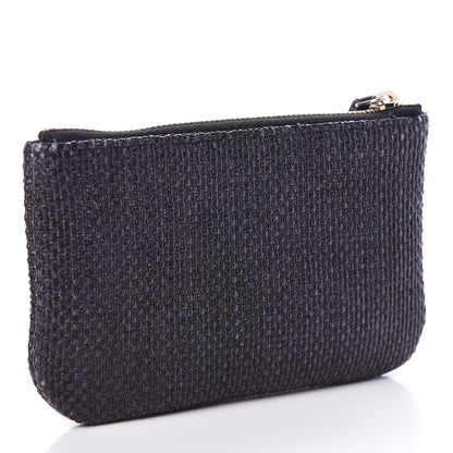 Chanel Woven Straw Raffia Deauville Cosmetic Pouch Black 3 of 10