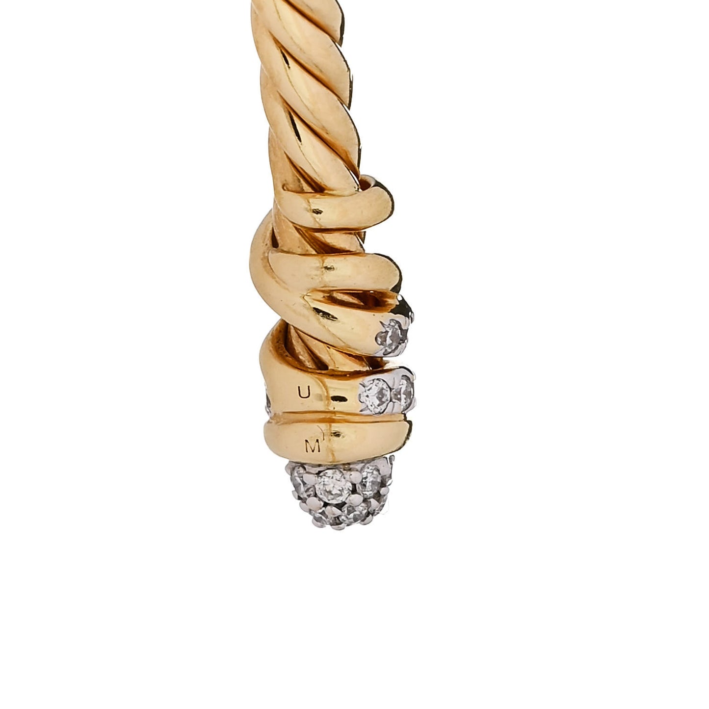 18K Yellow Gold Diamond 3mm Petite Helena Cuff Bracelet