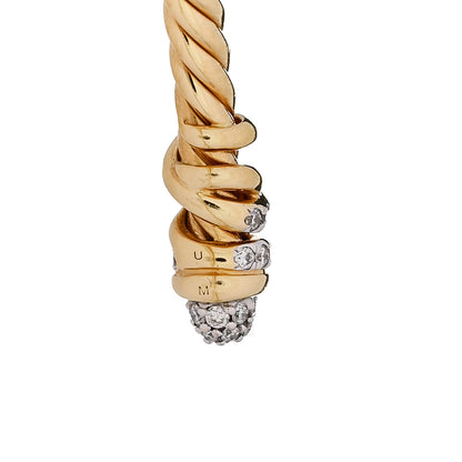 David Yurman 18K Yellow Gold Diamond 3mm Petite Helena Cuff Bracelet 4 of 5