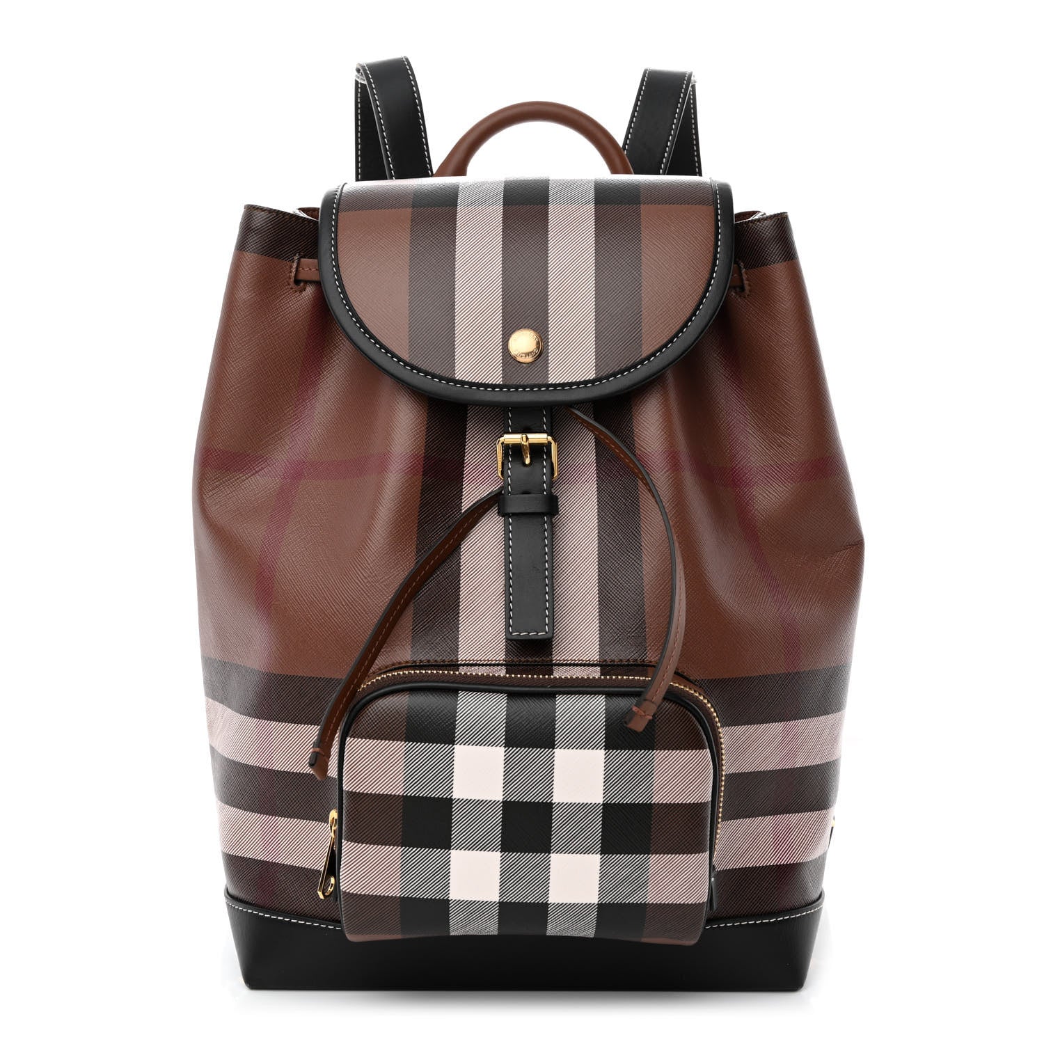 Burberry E-Canvas Check Medium Backpack Dark Birch Brown 1 of 10