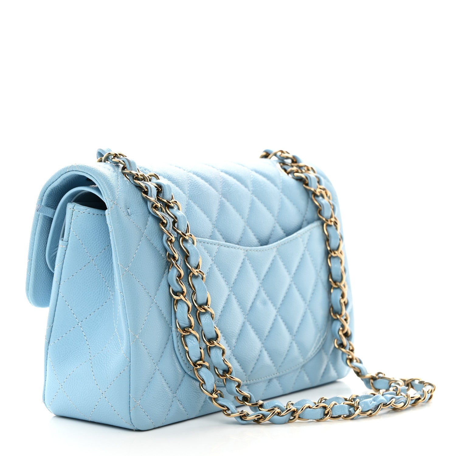 Chanel Caviar Quilted Small Double Flap Light Blue 2 of 10