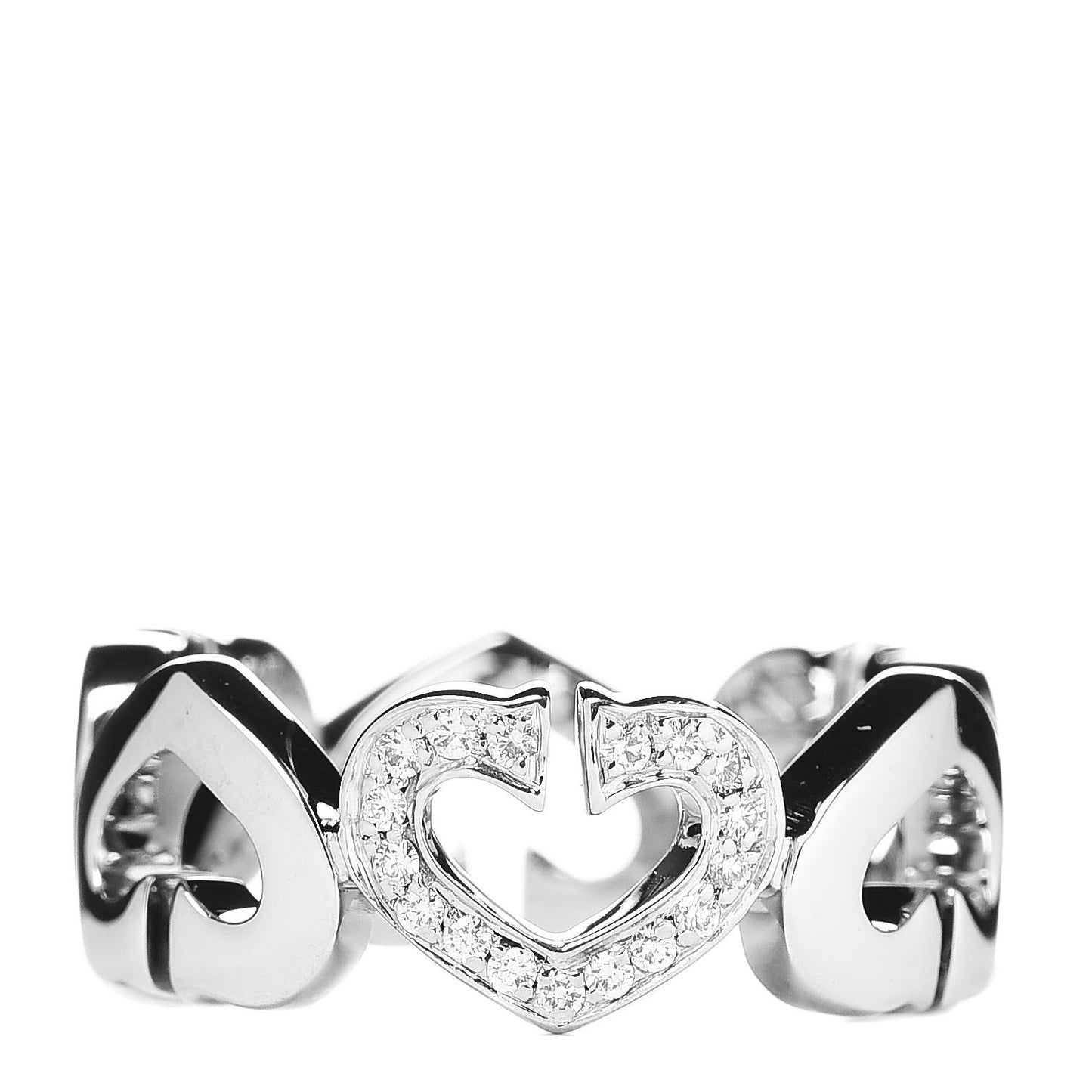 18K White Gold Diamond Hearts and Symbols Ring 49 4.75