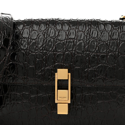 Saint Laurent Embossed Calfskin Carre Satchel Brown 9 of 12