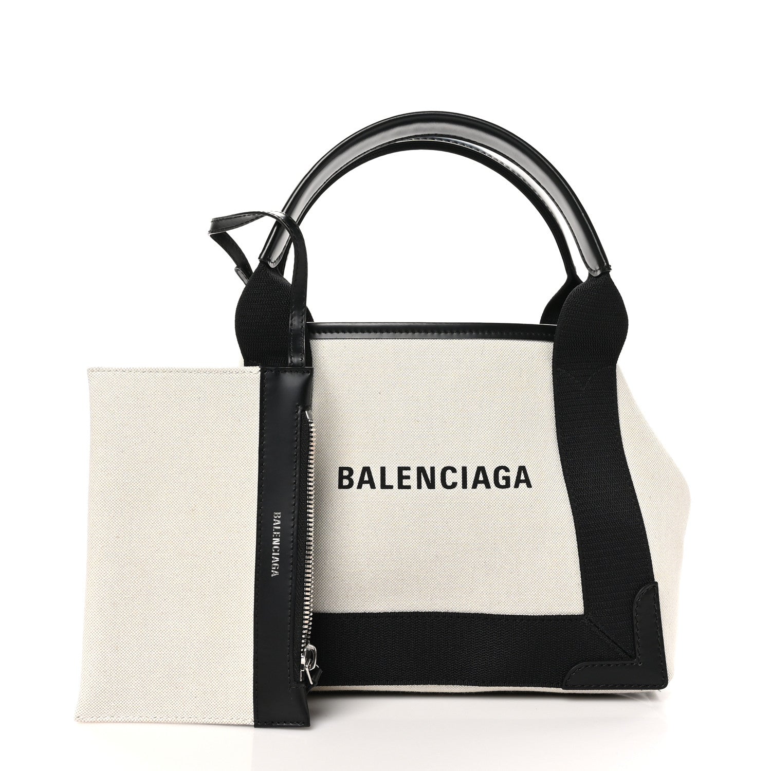 Balenciaga Cotton Canvas Satin Calfskin XS  White Black 3 of 12