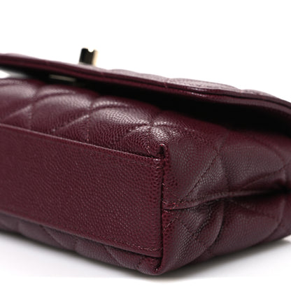 Chanel Caviar Quilted Coco Handle East West Clutch With Chain Dark Burgundy 10 of 11