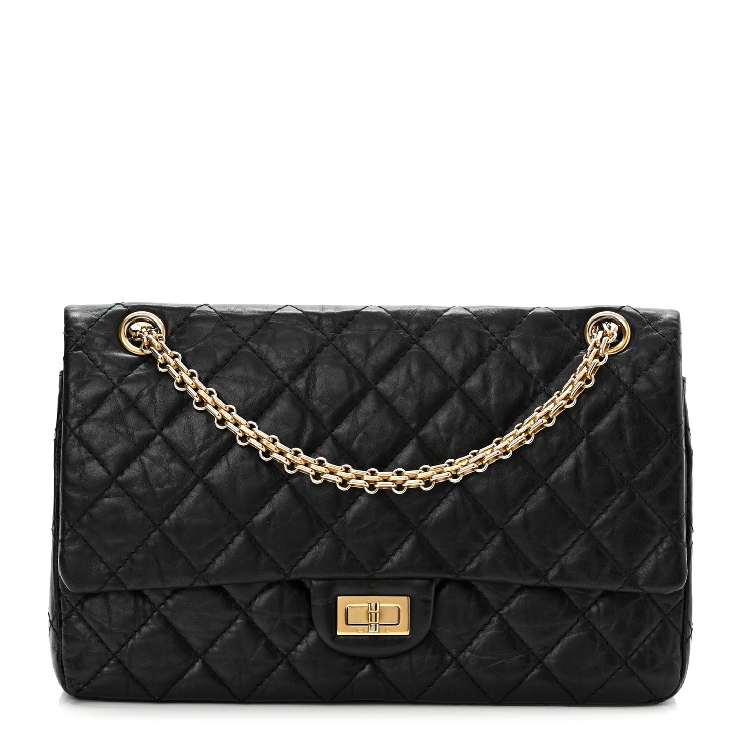 Aged Calfskin Quilted 2.55 Reissue 226 Flap Black