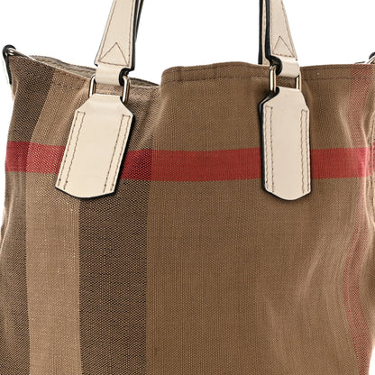 Burberry Canvas Mega Check Medium Tottenham Brit Tote White 7 of 12