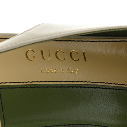 Gucci Malaga Kid Half Moon GG Square Toe Slingback Pumps 38 Vintage White 7 of 8