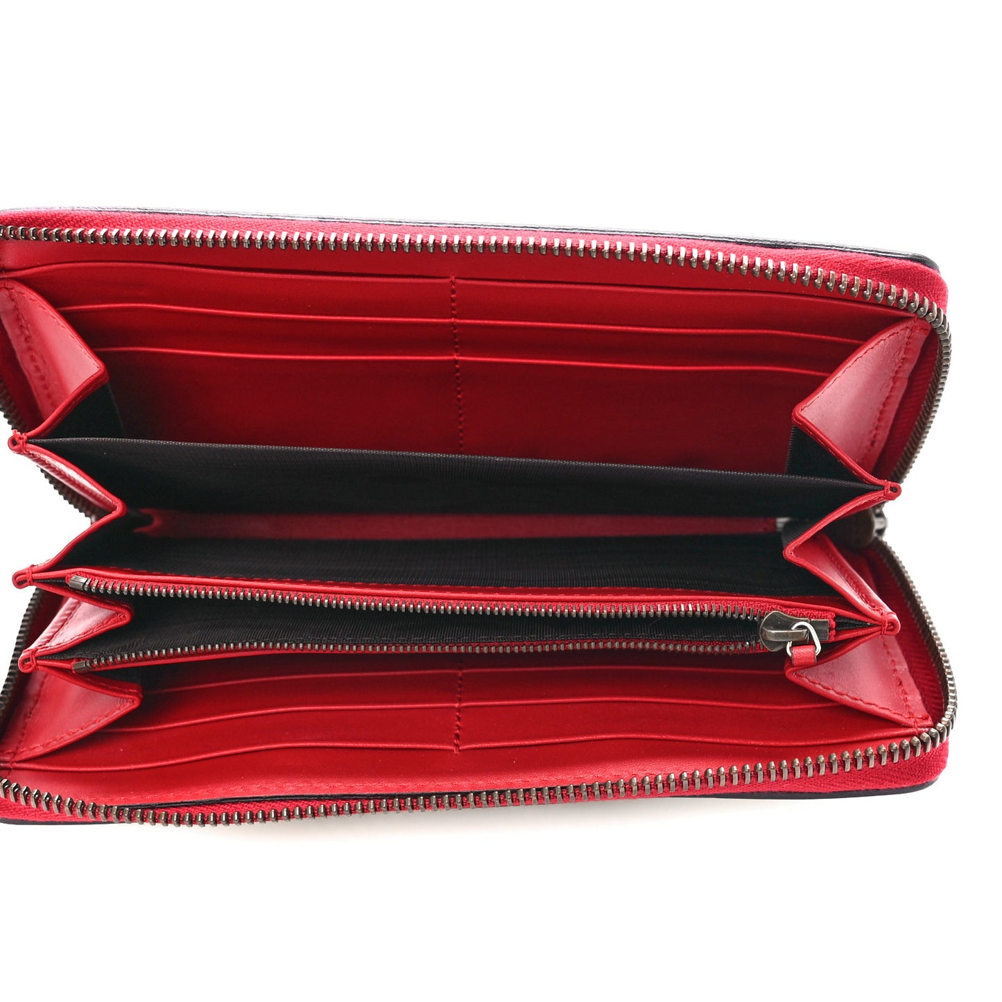 Calfskin Queen Margaret Zip Around Wallet Blue Agata Hibiscus Red Mystic White