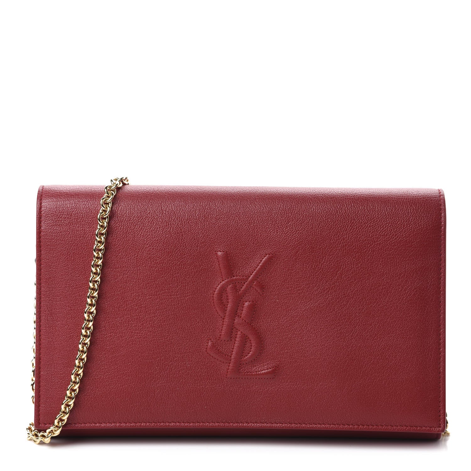 Saint Laurent Calfskin Monogram Belle de Jour Chain Clutch Rouge Orient 1 of 10