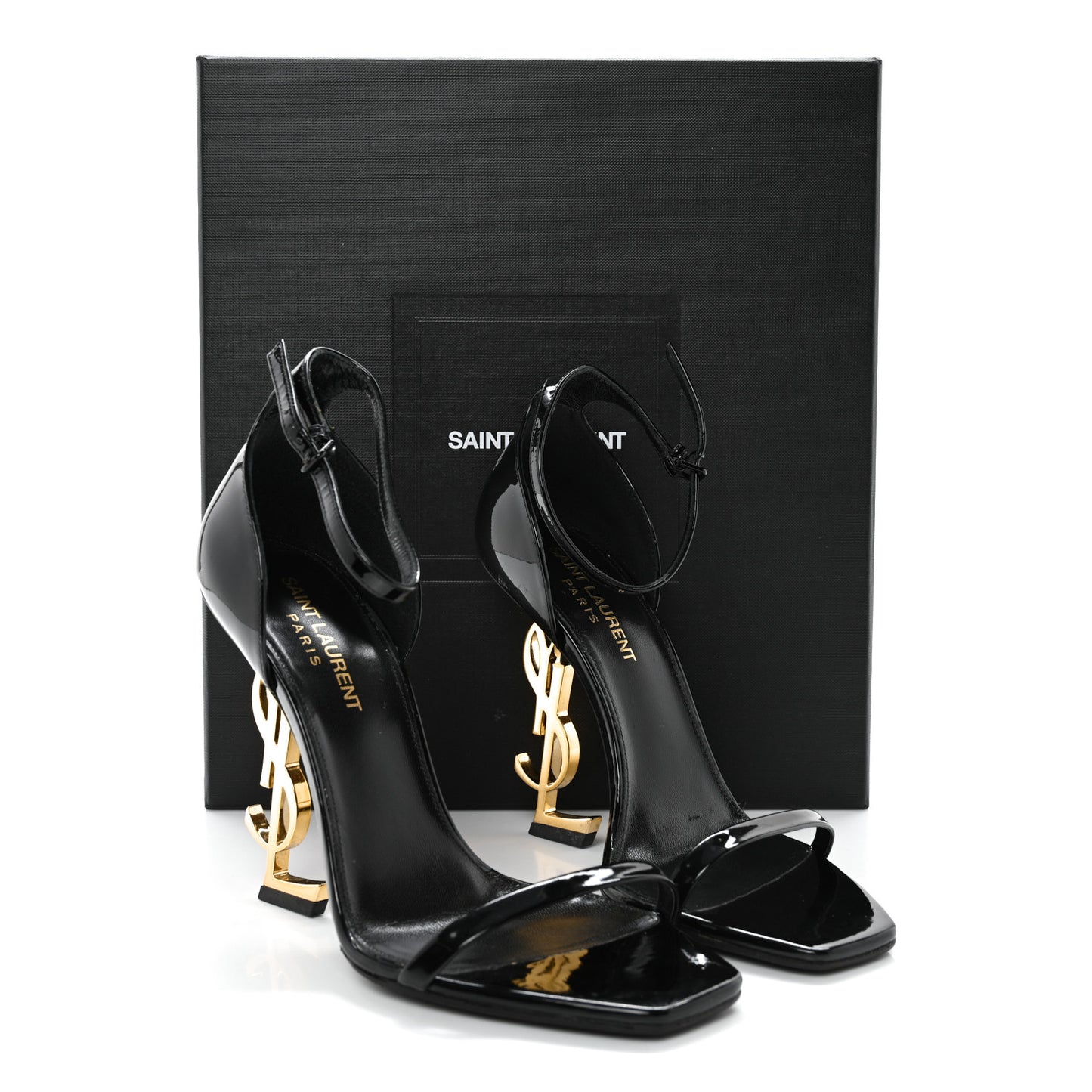 Patent Calfskin Opyum 110 Sandals 37 Black Gold