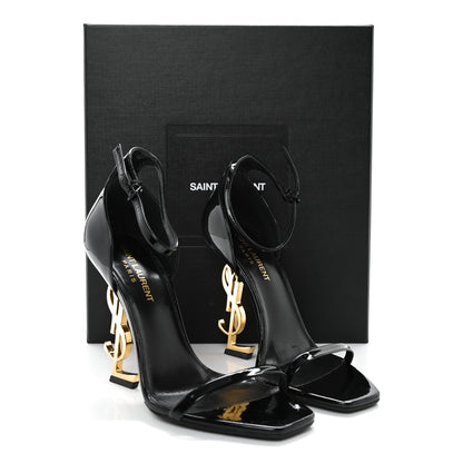 Saint Laurent Patent Calfskin Opyum 110 Sandals 37 Black Gold 12 of 12