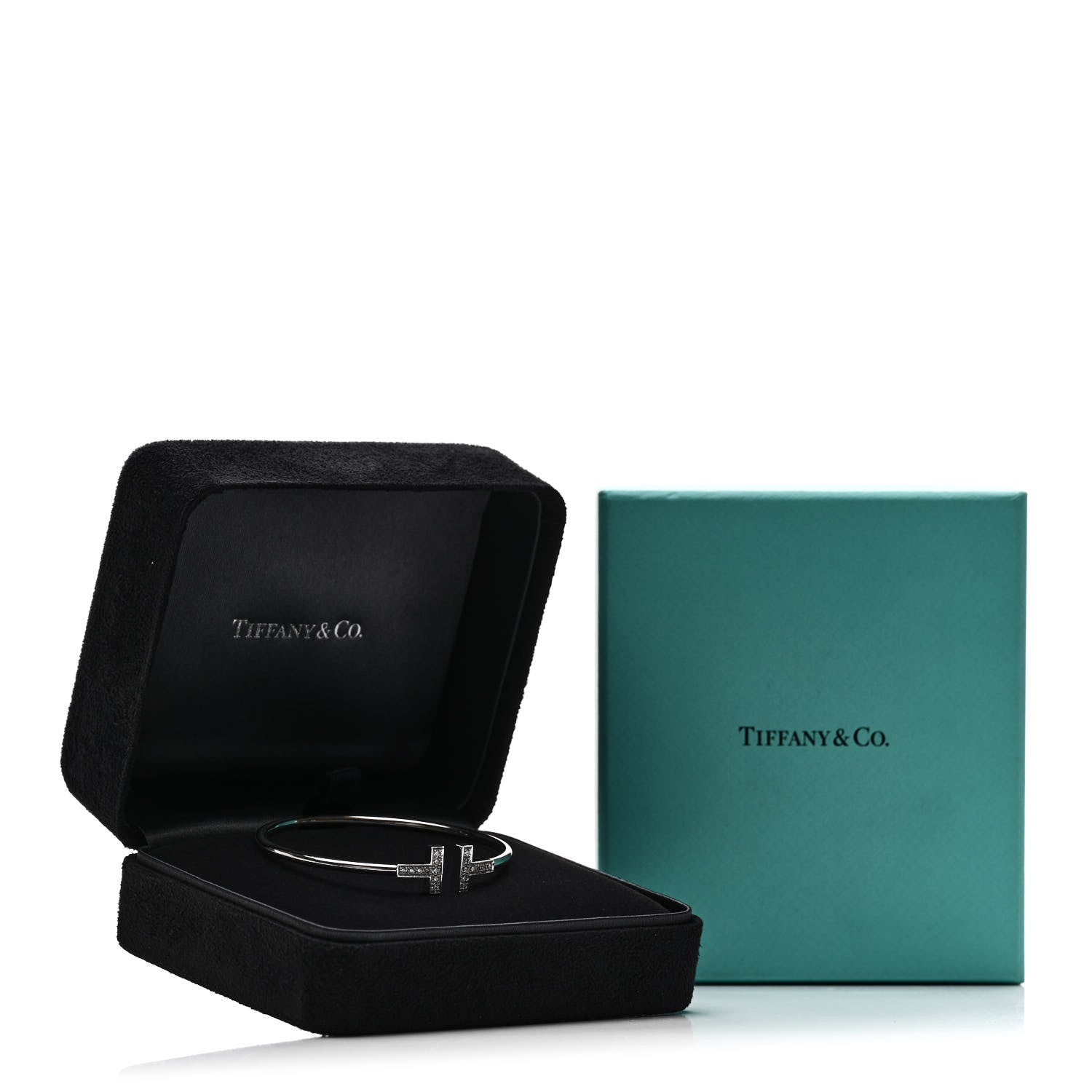 Tiffany 18K White Gold Diamond T Wire Bracelet 2 of 4