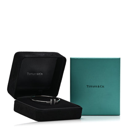 Tiffany 18K White Gold Diamond T Wire Bracelet 2 of 4