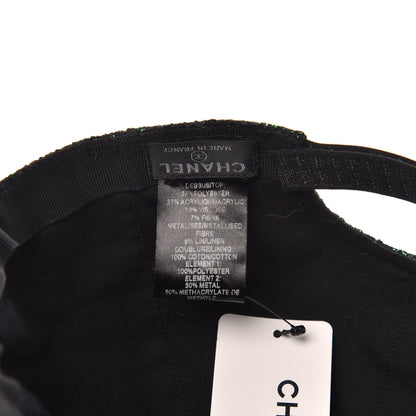 Chanel Metallic Tweed Cap Hat M Black Green 5 of 7