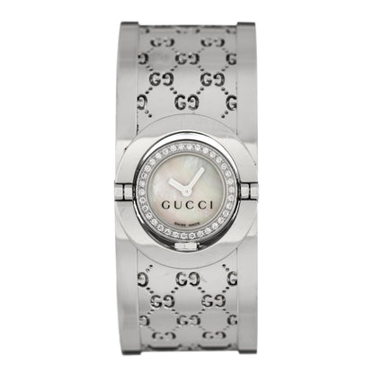 Gucci Stainless Steel Diamond Bezel Mother of Pearl 23mm Twirl Quartz Watch 1 of 4