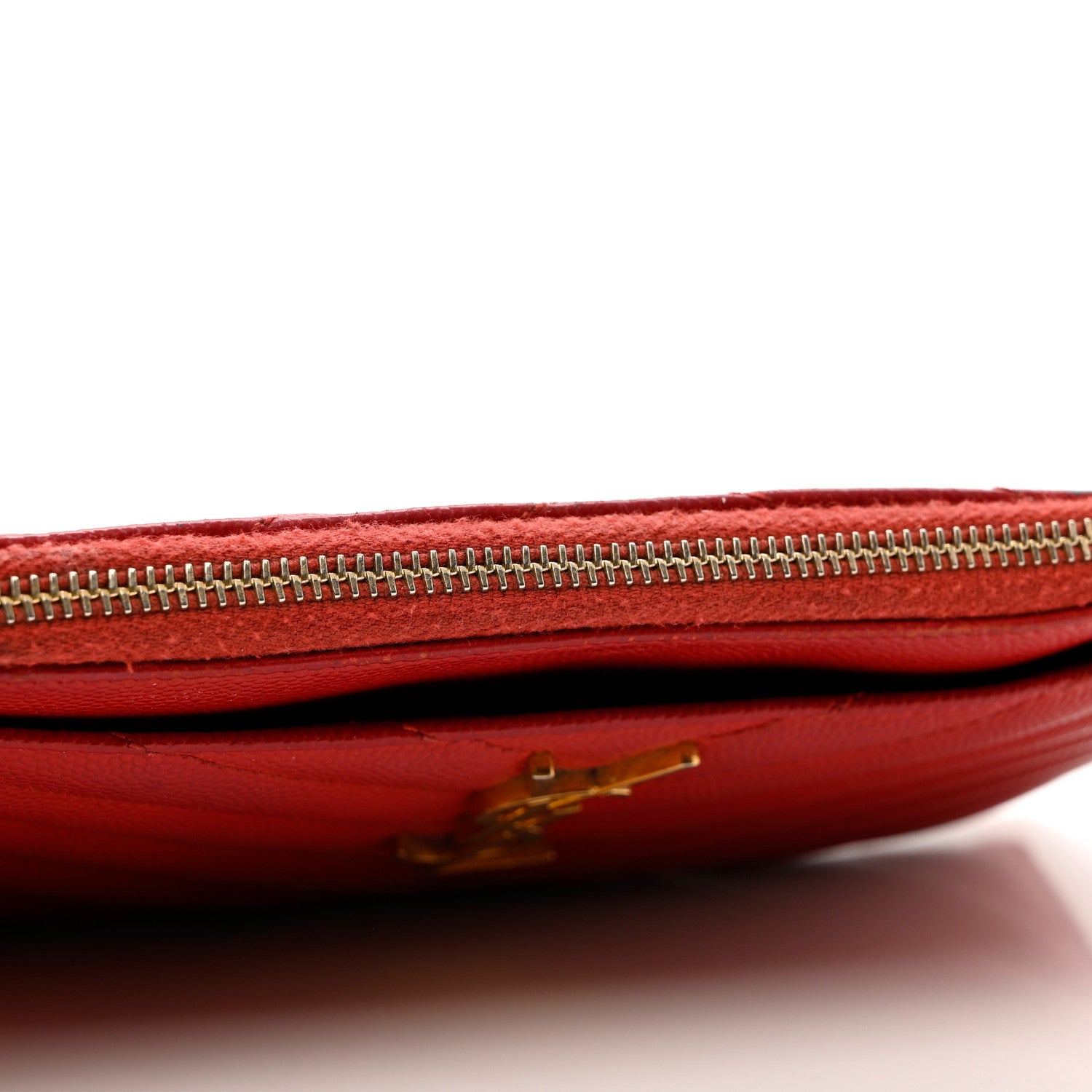 Saint Laurent Grain De Poudre Chevron Monogram Bill Pouch Rouge Eros 11 of 12