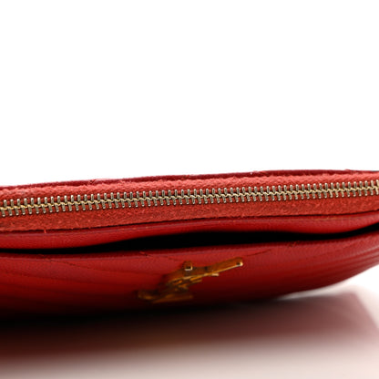 Saint Laurent Grain De Poudre Chevron Monogram Bill Pouch Rouge Eros 11 of 12