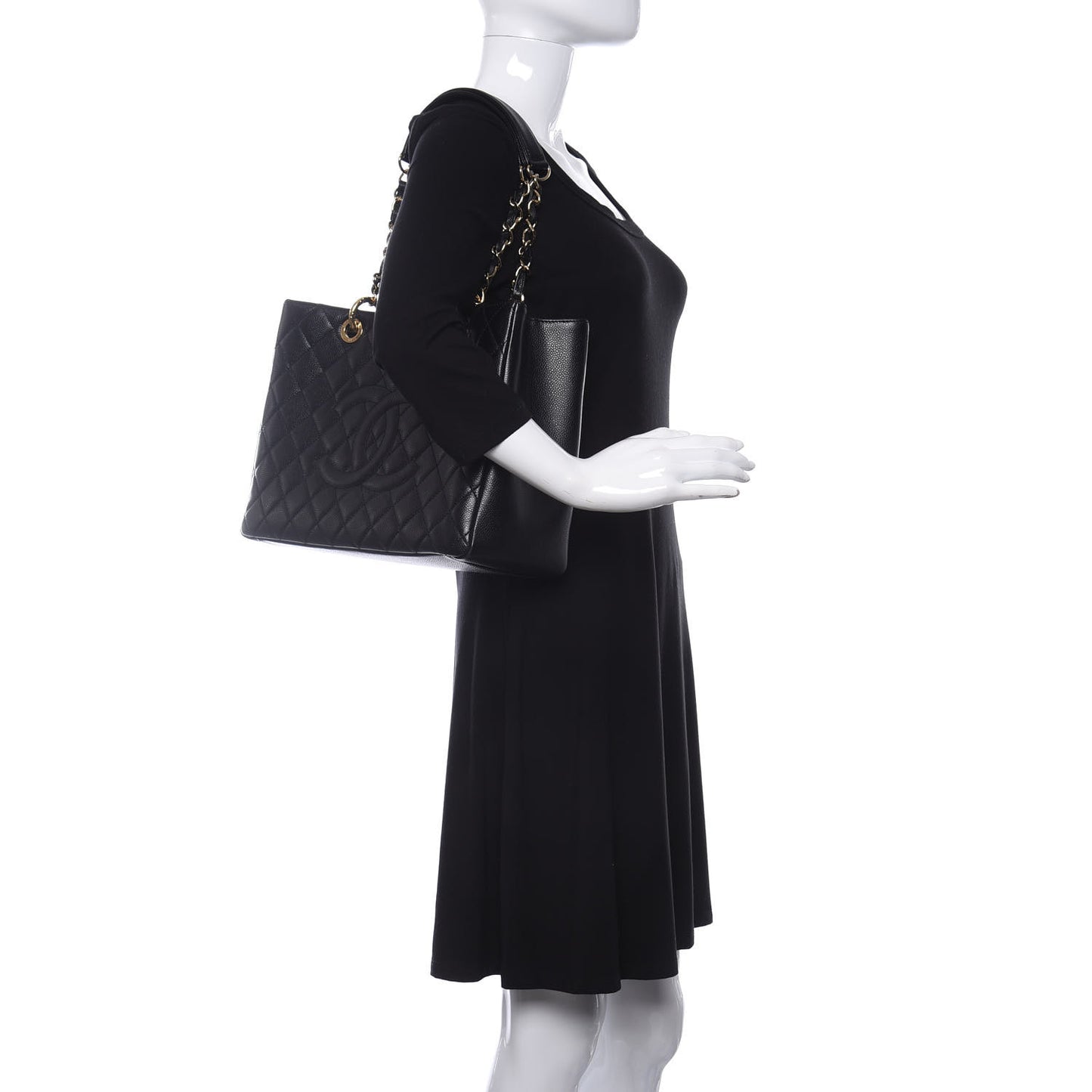 Caviar Quilted Grand Shopping Tote GST Black