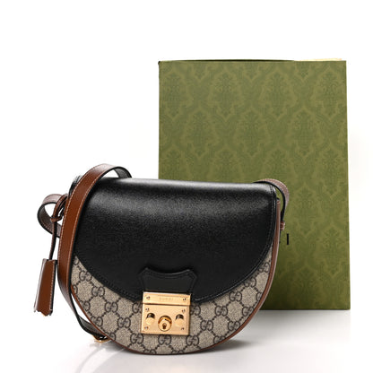 Gucci GG Supreme Monogram Calfskin Small Padlock Messenger Shoulder Bag Beige Black Cuir 11 of 11