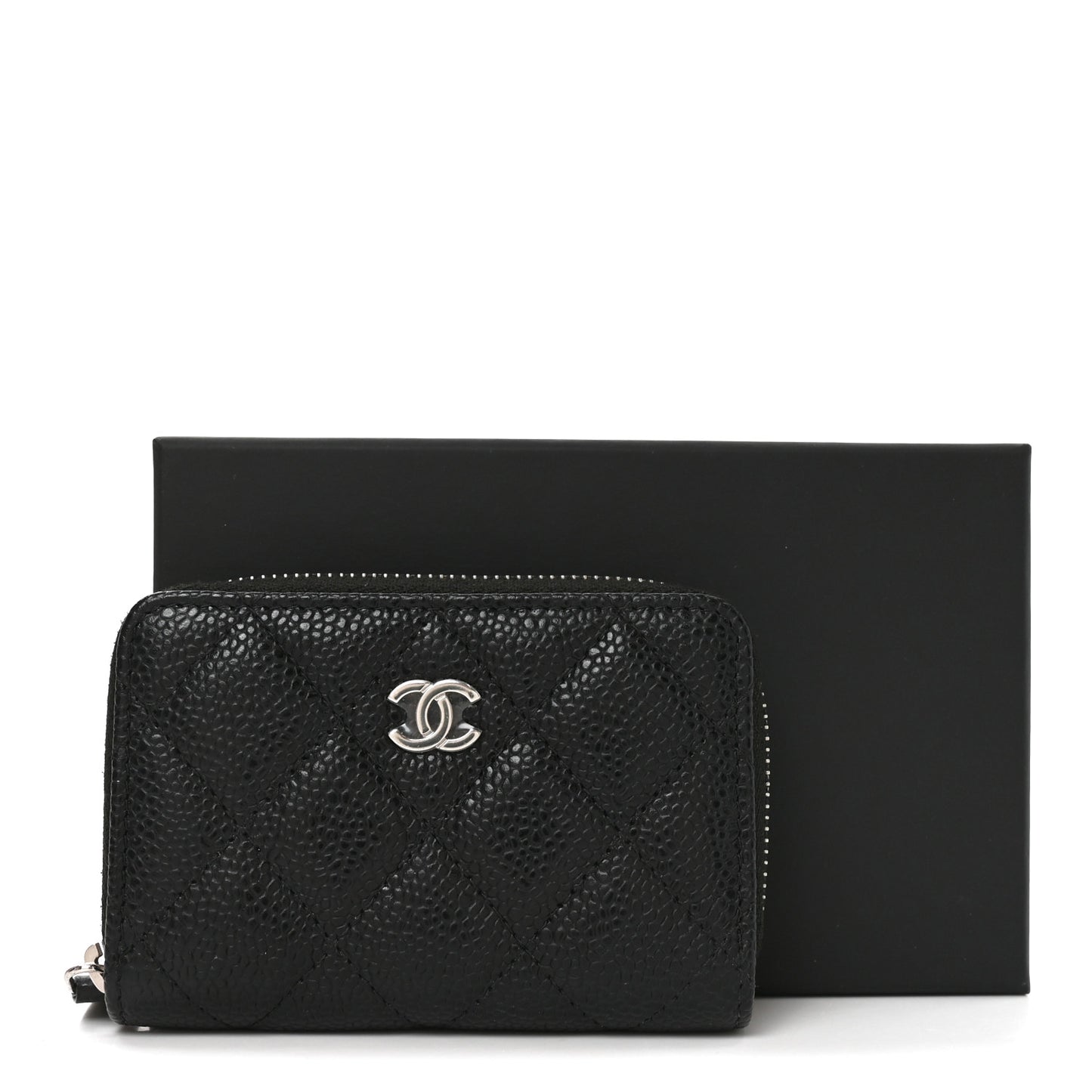 Caviar Quilted Zip Coin Purse Black
