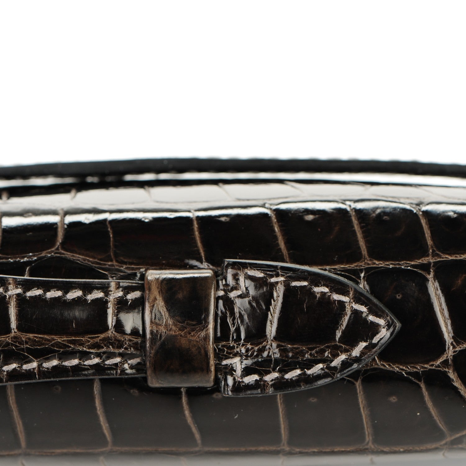 Hermes Shiny Porosus Crocodile Kelly Cut Pochette Graphite 7 of 16