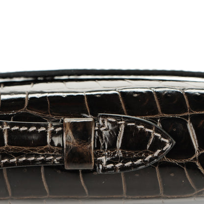 Hermes Shiny Porosus Crocodile Kelly Cut Pochette Graphite 7 of 16