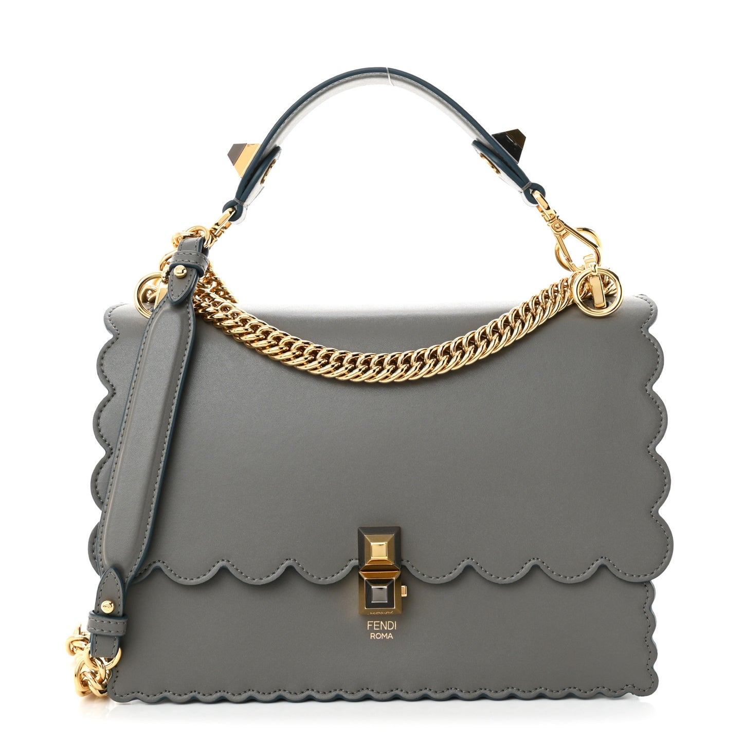 Vitello Liberty Scalloped Studded Kan I Shoulder Bag Argilla