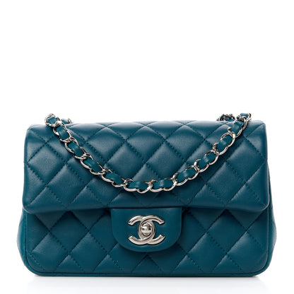 Chanel Lambskin Quilted Mini Rectangular Flap Blue 1 of 12