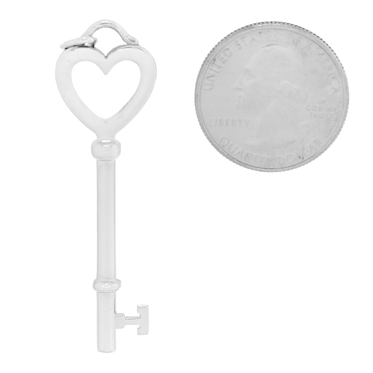 Sterling Silver Large Heart Key Pendant
