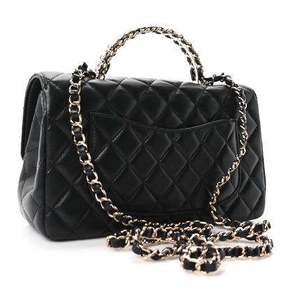 Chanel Lambskin Quilted Crystal Top Handle Small Rectangular Flap Black 2 of 9