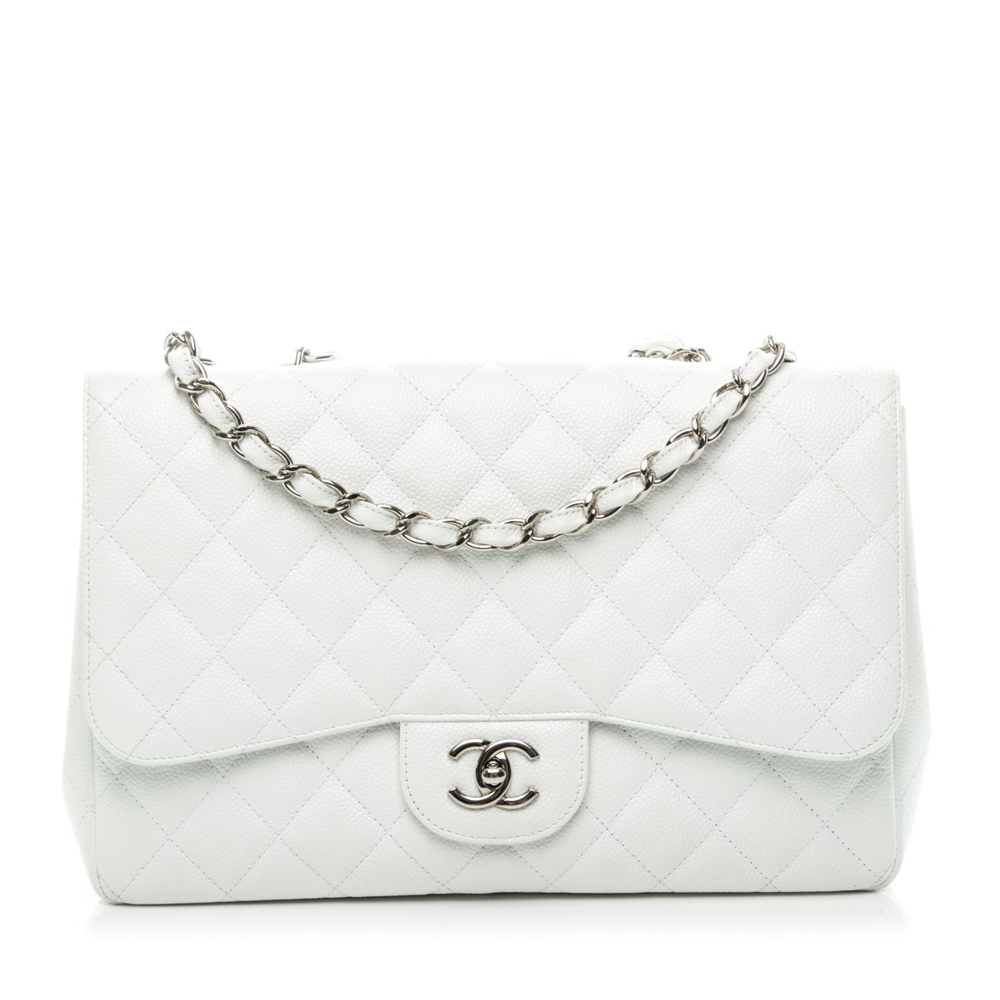 Caviar Jumbo Single Flap White