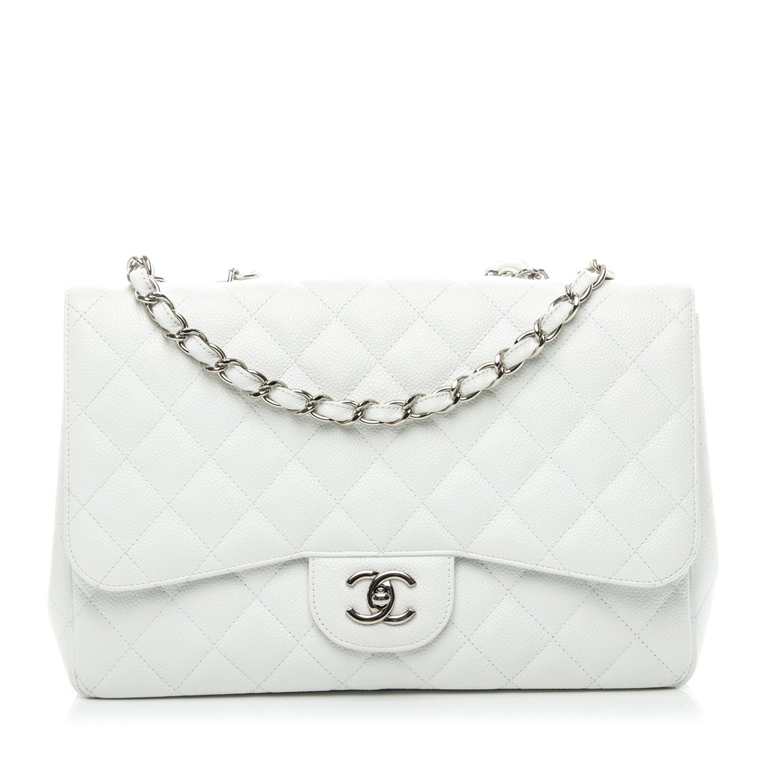 Chanel Caviar Jumbo Single Flap White 1 of 10