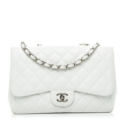 Chanel Caviar Jumbo Single Flap White 1 of 10