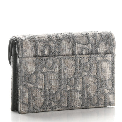 Christian Dior Oblique Saddle Card Holder Gray 2 of 8