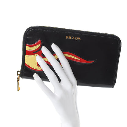 Prada Nappa Flame Zip Around Wallet Black 2 of 9