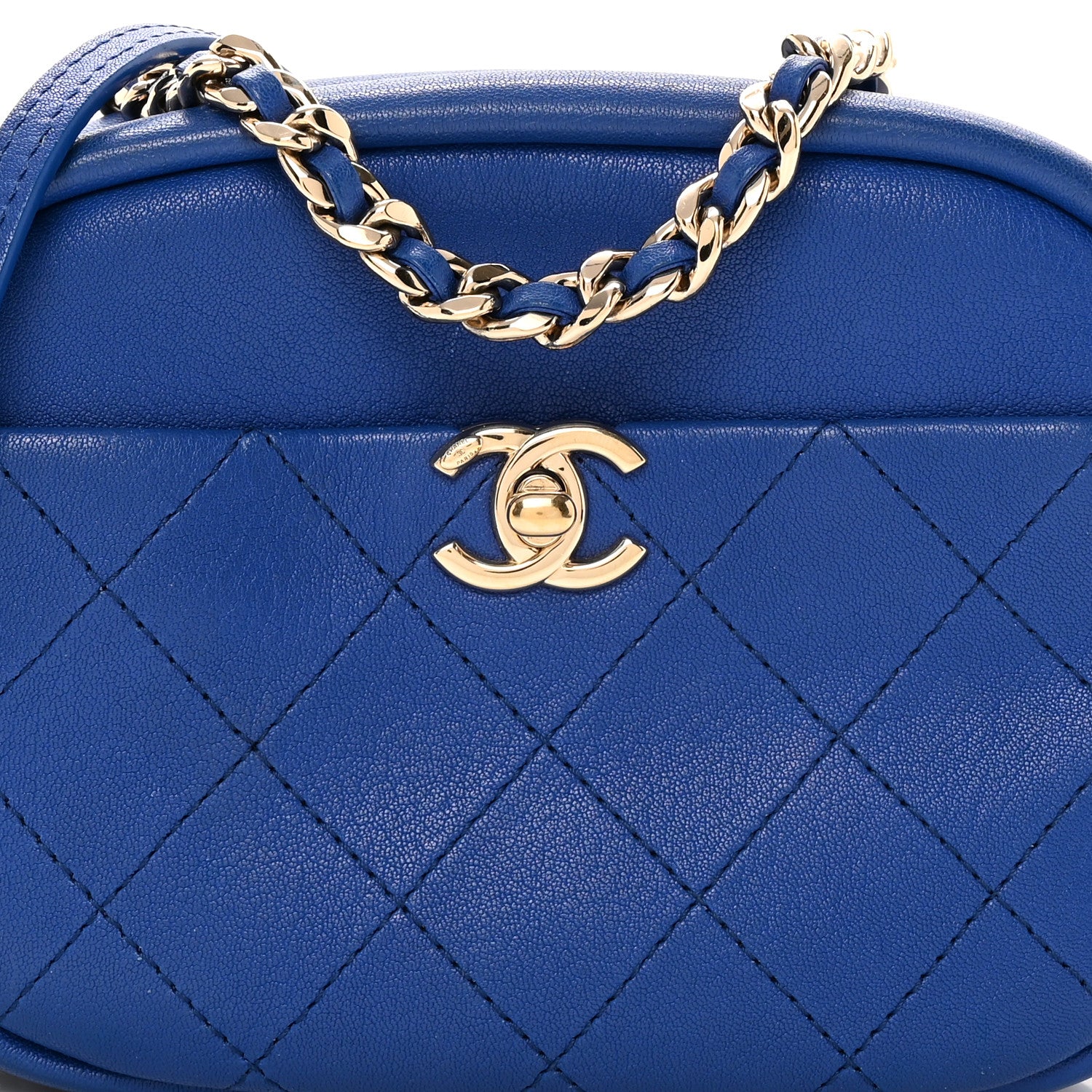 Chanel Goatskin Quilted Small Casual Trip Camera Case Blue 8 of 16