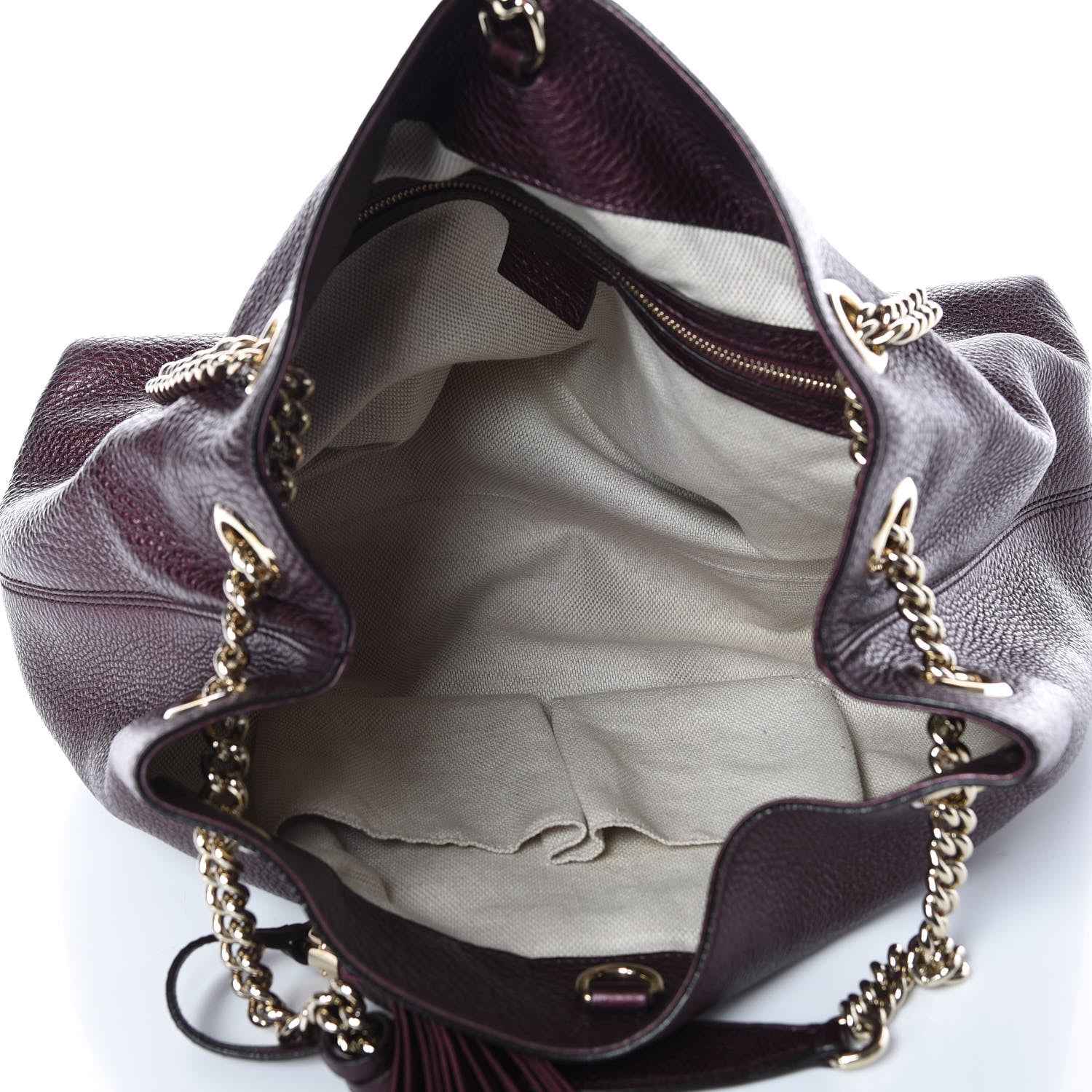 Gucci Metallic Cellarius Calfskin Medium Soho Chain Shoulder Bag Classic Burgundy 7 of 13