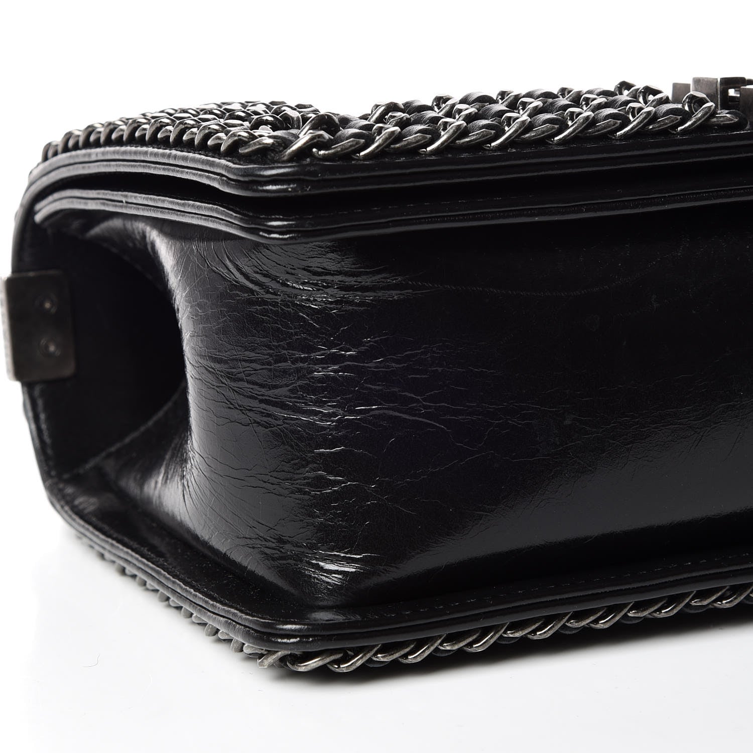 Chanel Glazed Calfskin Quilted Medium Boy Chained Flap Black 5 of 13