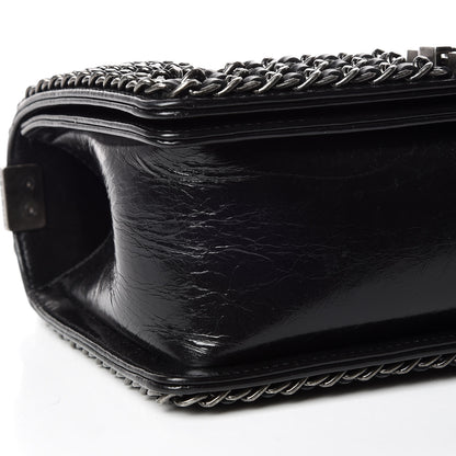 Chanel Glazed Calfskin Quilted Medium Boy Chained Flap Black 5 of 13
