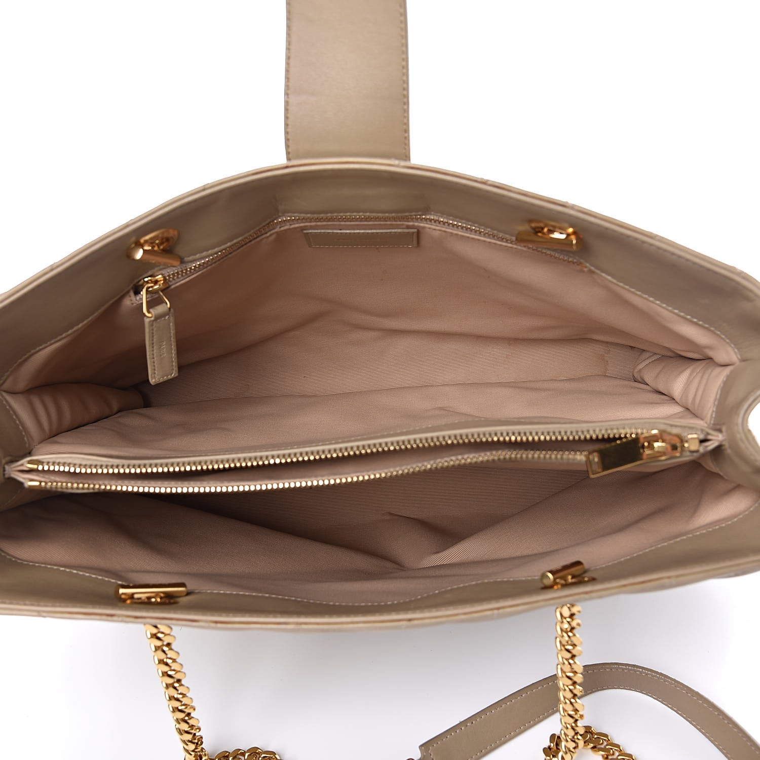Saint Laurent Lambskin Matelasse Chevron Monogram Shopping Bag Dark Beige 5 of 13
