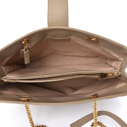 Saint Laurent Lambskin Matelasse Chevron Monogram Shopping Bag Dark Beige 5 of 13