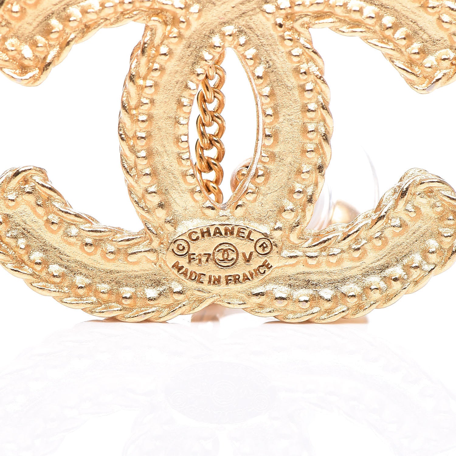 Chanel CC Drop Earrings Matte Gold 3 of 5