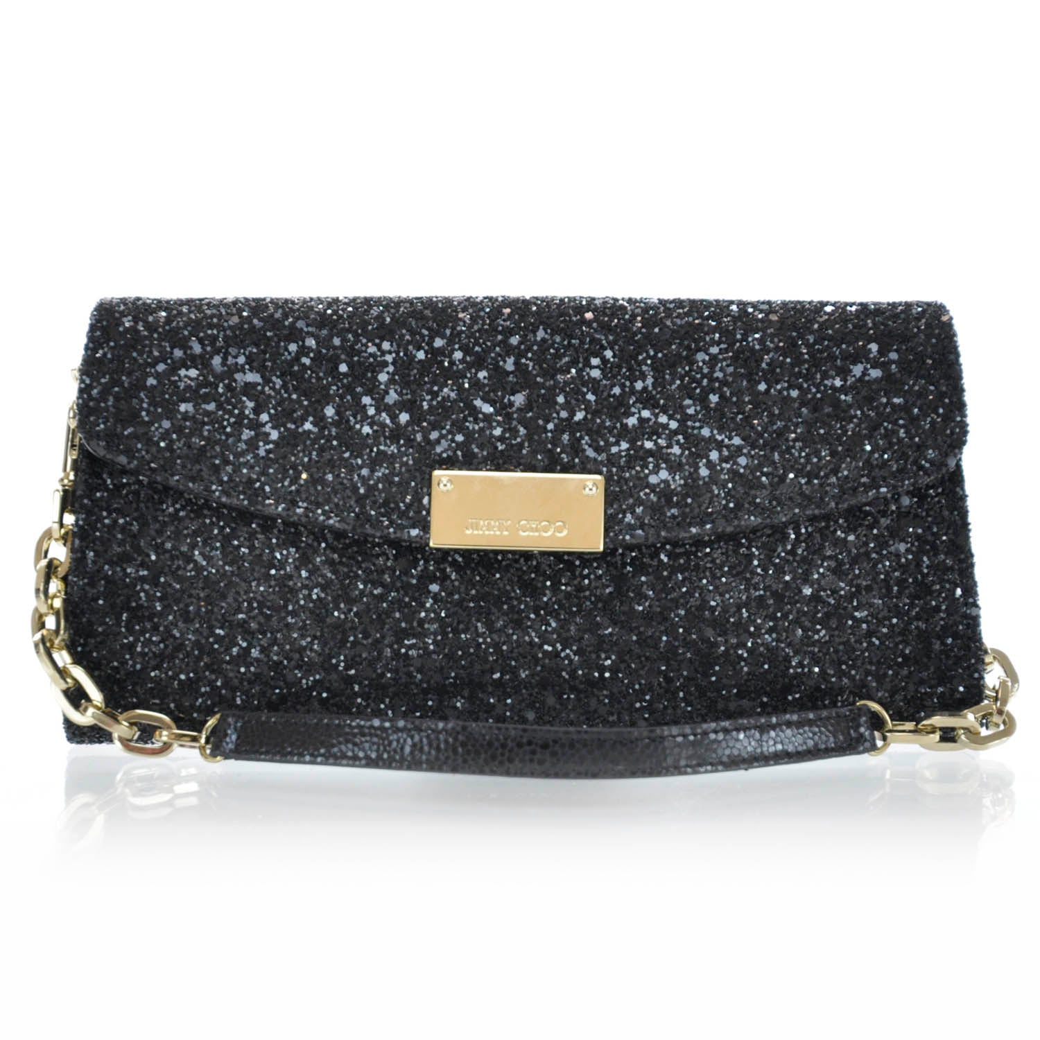Jimmy Choo Glitter Riane Clutch Black 1 of 8