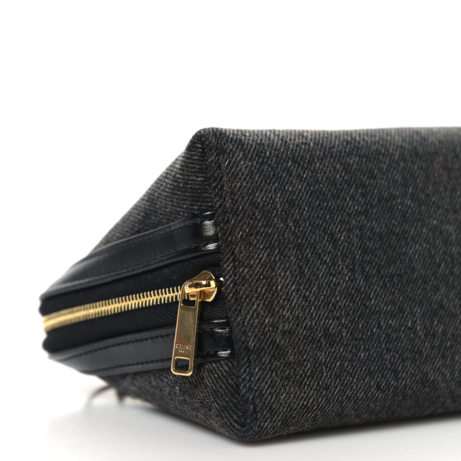 Celine Denim Cuir Triomphe Clutch On Chain Dark Grey 9 of 11