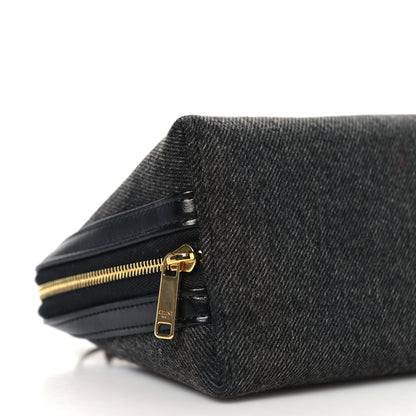 Celine Denim Cuir Triomphe Clutch On Chain Dark Grey 9 of 11