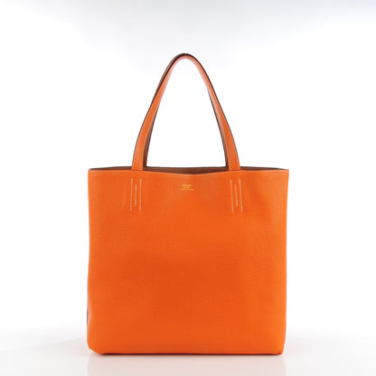 Hermes Taurillon Clemence Double Sens 45 Reversible Tote Orange Gold 3 of 7