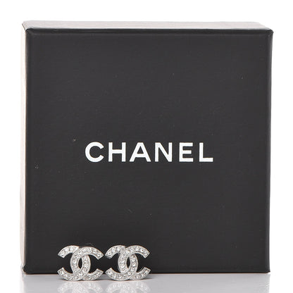 Chanel Crystal CC Earrings Silver 4 of 4